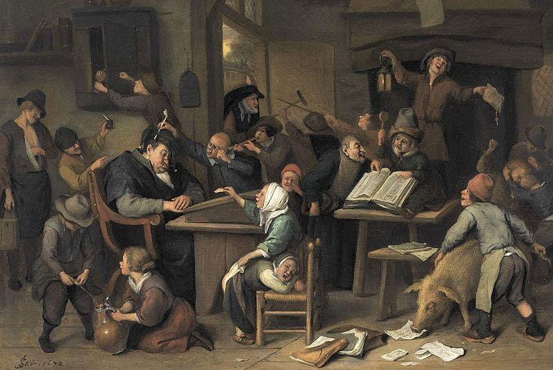 Jan Steen A school class with a sleeping schoolmaster oil painting picture